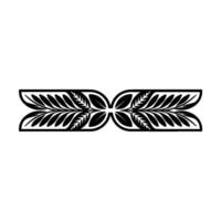 Decorative Botanical Border Element Black Leaves on White Background vector
