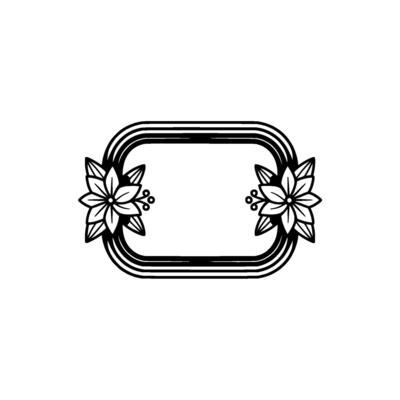 Floral Frame in Minimalist Black and White, Invitation