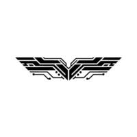 Abstract Circuit Wing on White Tech, Modern vector