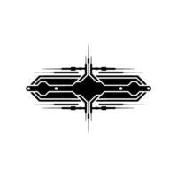 Minimalist Tech Circuit Black White vector