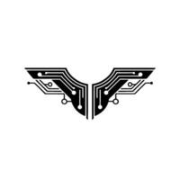 Abstract Circuitry Emblem, Tech , Minimalist Monochrome vector