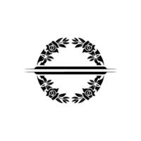 Elegant Floral Monogram with Divider, Black on White vector