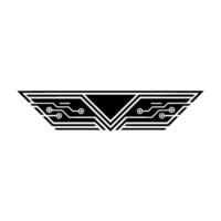 Minimalist Tech Wings Circuit Board on White vector