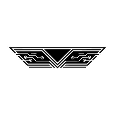 Minimalist Tech Wings Circuit Board on White