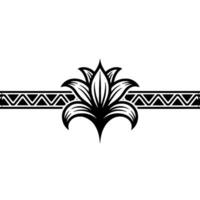 Elegant Floral with Geometric Border in Black and White vector