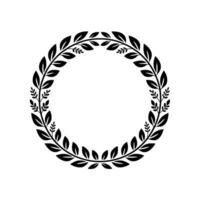 Black Leaf Wreath on Gray Elegant Circular Frame for Designs vector