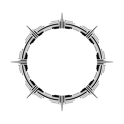 Geometric Tech Frame Art Deco Circle with Minimalist