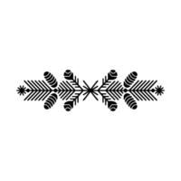 Minimalist Black Fir Branch Ornament on White Background vector