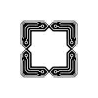 Circuit Board Frame , Futuristic Tech Border, Minimalist Black on White vector