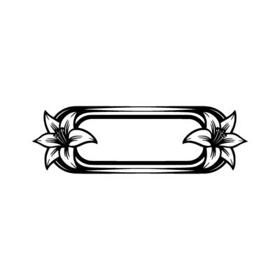 Elegant Lily Flower Frame, Black and White Illustration