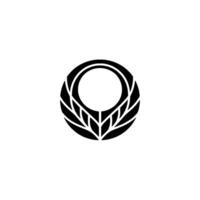 Minimalist Black Leaf Circle on White, Abstract, Modern vector