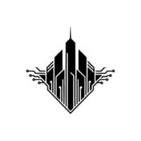 Cyber City Futuristic Tech with Circuitry Elements vector