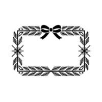 Minimalist Holiday Frame with Bow and Pine Boughs, Blank Space, vector