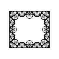 Geometric Floral Frame Black and White Decorative Border Element vector