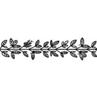 Minimalist Leafy Border , Black Line Art on White Background vector