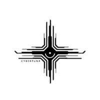 Cyberpunk Tech Symbol, Minimalist , Futuristic Aesthetic vector
