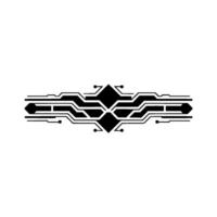 Minimalist Tech Circuit Element, Abstract Geometric Lines on White vector