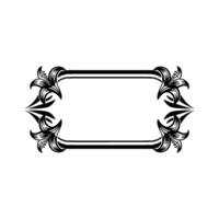 Elegant Floral Frame, Black and White, Rectangular Border vector