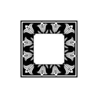 Black and White Floral Frame Elegant Border , Square Composition vector