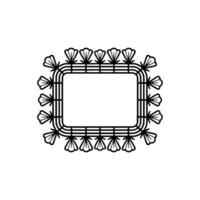 Elegant Floral Frame in Black on White Modern Element vector