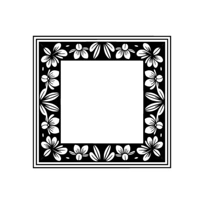 Elegant Floral Frame in Black and White, Decorative Border 1