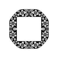 Floral Frame Black White Flower Pattern on Light Background vector