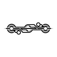 Tech Circuitry Abstract Black Line Art on White, Minimalist vector