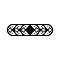 Minimalist Leafy Ellipse Pattern Black White Element vector
