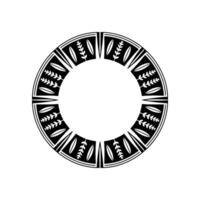 Black and White Floral Circular Element vector