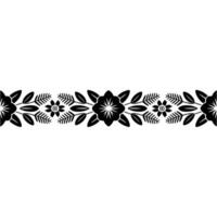 Minimalist Floral Border Black and White Pattern on Pale Backdrop vector