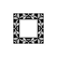 Black and White Floral Frame on White Background, Decorative vector