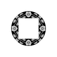 Floral Frame Circle and Square, Black and White vector