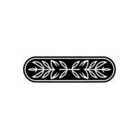 Black and White Decorative Leaf Border Element on White Background vector
