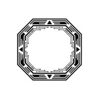 Minimalist Geometric Tech Frame Octagonal Black White vector