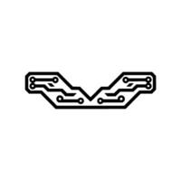 Minimalist Tech Black Circuit Board Pattern on White vector