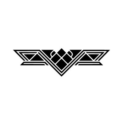Geometric Black Emblem on White, Art Deco Style
