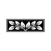 Elegant Black White Leaf Pattern in Rectangular Frame vector
