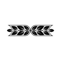 Elegant Black Leaf Motif on White Background Decorative Element vector