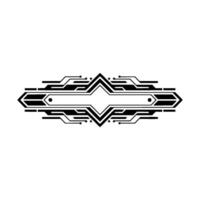 Geometric Tech Ornament Black Lines on White Background vector