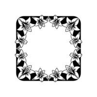 Floral Lily Frame, Elegant Black and White Border vector
