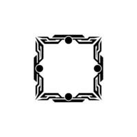 Futuristic Tech Frame Element, Black on White, Geometric vector