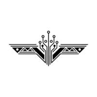Abstract Tech Circuitry in Black and White vector