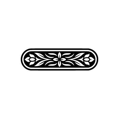 Elegant Floral Element in Black and White, Decorative Border