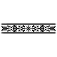 Black White Winter Pattern Border , Elegant Snowflake Foliage vector