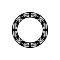 Elegant Circular Leaf Border , Black and White, Minimalist Style vector