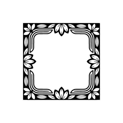 Elegant Floral Frame Silhouette Decorative Border for Invitations Cards