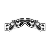 Minimalist Christmas Garland Ornament in Black on White Background vector