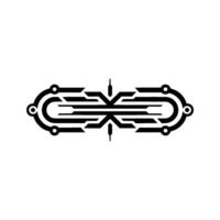 Geometric Tech Black White CircuitStyle vector