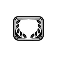Elegant Black Laurel Wreath Frame on Light Gray Background vector