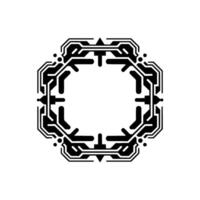 Geometric Tech Frame , Black White, Modern Digital Art vector